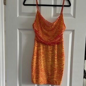 Superdown Fiery Red and Yellow Mini Dress